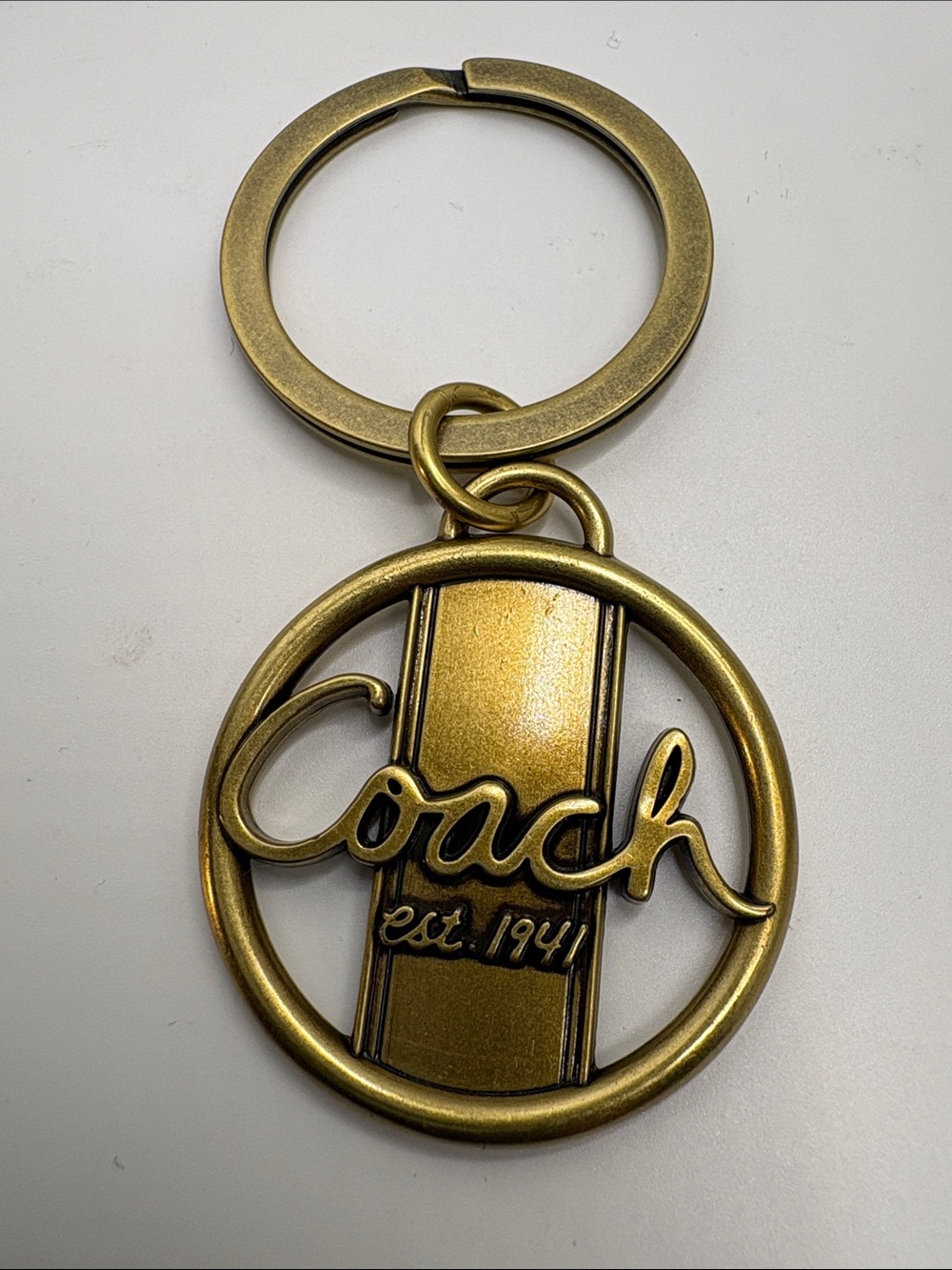 Coach Gold-Tone Round Logo Keychain